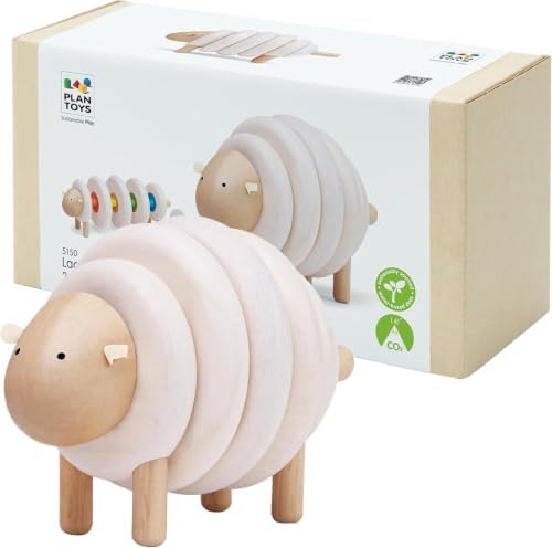 PlanToys® Lacing Sheep Wooden Threading Toy for Kids Ages 3+ Montessori by PlanToys