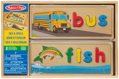 Melissa & Doug See & Spell Wooden Educational Toy with 8 Double-Sided Spelling Boards and 64 Letters Preschool Learning Activities, See & Spell Learning Toys for Kids Ages 4+ - Image 3