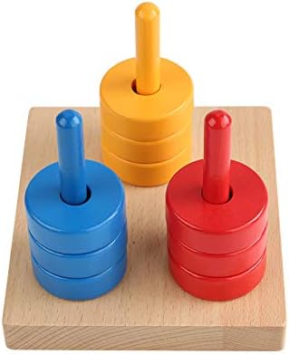Adena Montessori Sorting Stacking Toy for Toddlers Colored Discs on 3 Colored Dowels - Image 2