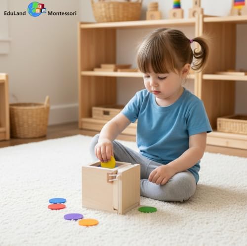 Practical Life Sensory Geometri Wooden Blocks 4-in-1 Toddlers Kit, Object Permanence Posting Coin Box, Carrot Harvest, Color Sticks Push- Matching, Motor Skill for Toddler 3-6 Years - Image 3
