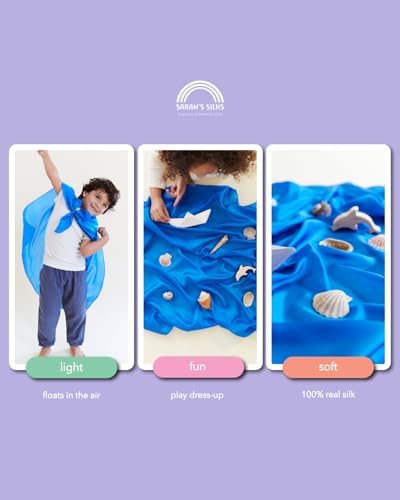 Sarah's Silks Playsilk - 100% Real Silk, Hand Dyed, Bright Colored Play Scarves | Montessori and Waldorf Toys for Dress up, Imaginative, and Pretend Play (35" x 35") - Image 4