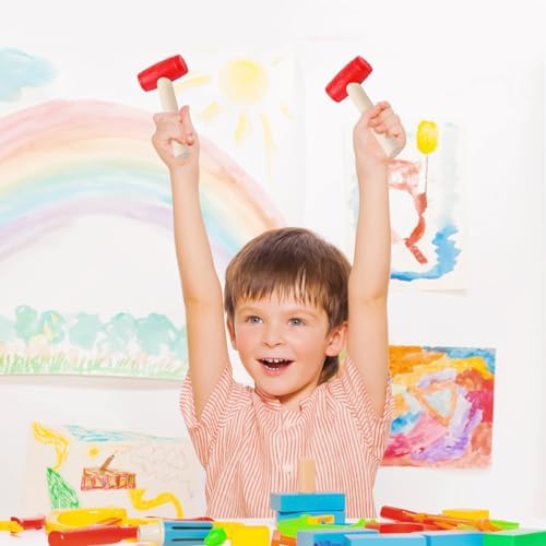 2pcs Toy Hammer Simulation Wooden Hammers Plastic Toddler Hammer SmallPortable Kids Maintenance Tools Toys Pretend Fake Mallet Hammers for Boys Girls - Image 3