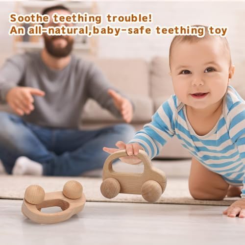TOY Life Wooden Toys Cars, Montessori Baby Toys 6-12 Months, Wooden Baby Toys Rattle Cars for Toddlers 1-3, Baby Boy Girl Nursery Decor, Montessori Toys for 1 Year Old Boy First Birthday Gift - Image 4
