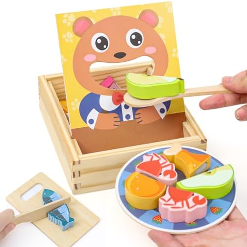 Wooden Baby Feeding Toy - Montessori Pretend Play Food Set for Toddlers 1-3 by XIPY