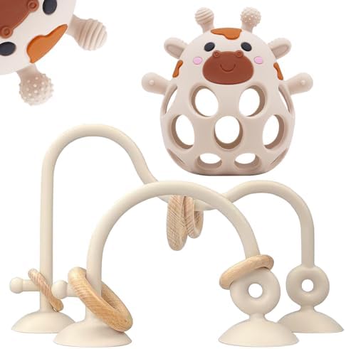 Baby High Chair Toy Teething Chew, Suction Cup Toys,BPA-Free Infant Teether by CuddleCubsCreations