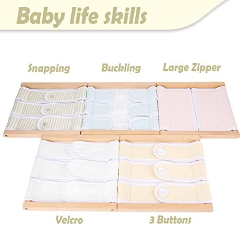 Montessori Wooden Toys for Dressing Learning Board Learning Basic Dressing Skills - Buttons, Snaps, Zippers, Belt Buckles & Hook-and-Loop Fastener Toys for 1 2 3 Year Old Toddlers Sensory Toy Gifts - Image 7