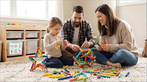 86PCS Flexible Building Rods for Kids Ages 3+, STEM Construction Toy with Bendable Rods & Connectors, Creative Building Set with Storage Box, Educational Toy for Boys & Girls - Image 5