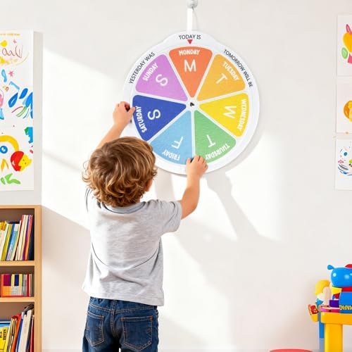 Days of the Week Wheel Homeschool Toddler Activities Montessori Calendar Days Spinner Wheel Tracing Kids Preschool Calendar Today is Day of the Week - Image 6