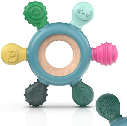 akolik Baby Teething Toys,Teething Relief Teethers Toy for Babies 0-3-6-9-12 Months Old Boys Girls BPA Free Baby Chew Toys Infant Toys Newborn Accessories (Blue B) by Unknown