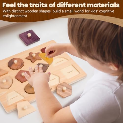Adena Montessori 12-Piece Shape Peg Puzzle, 1-2y - Image 3