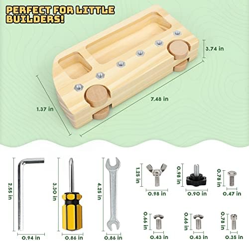 TOY Life Wooden Montessori Screwdriver Board Set for 3 4 5 Toddler & Kid, Preschool Learning Sensory Busy Bus Toys - Image 6