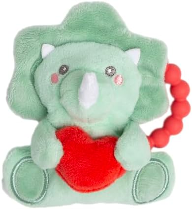 Pearhead Dinosaur Baby Teether, Silicone Teething Ring, BPA Free by Pearhead
