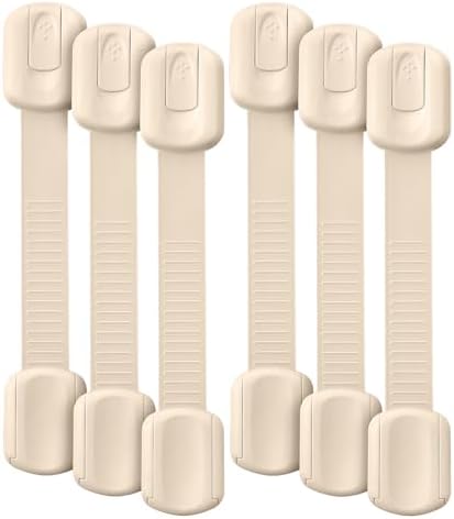 Bates- Child Safety Strap Locks, 6 Pack, Beige, Baby Cabinet Locks by BatesChoice