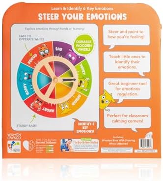 Open The Joy Steer Your Emotions Wheel – Wooden Emotional Regulation Steering Toy for Kids | SEL Tool for Toddlers and Preschool | Teaches Feelings & Self-Regulation | Ages 3+ - Image 2