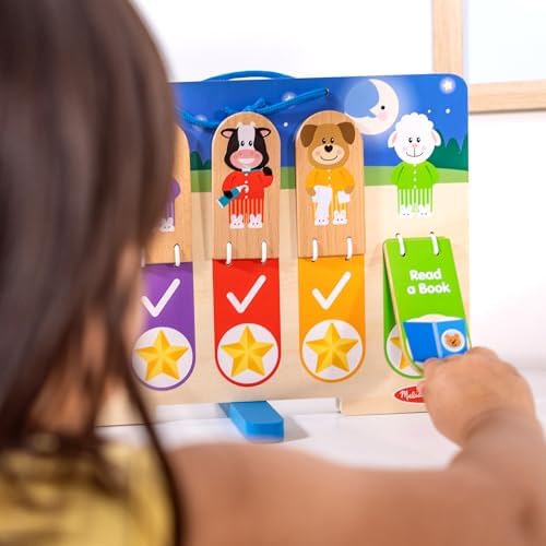 Melissa & Doug My Daily Routines Chart, Wooden Daytime and Nighttime Habit Tracker with Multi-Lingual Stickers, Hands-On, Screen-Free Preschool Toys for Girls & Boys Ages 3+ - FSC Certified - Image 6