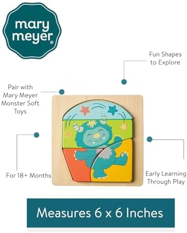 Mary Meyer LittleWood Toddler Puzzle – Educational Wooden Toy for 18+ Months – Preschool Gift for Boys & Girls, 6 x 6-Inches, Mookie Monster - Image 3