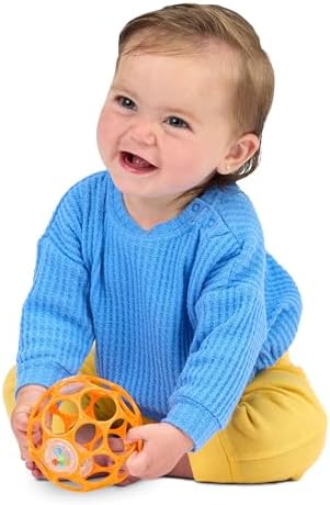 Bright Starts Oball Rattle Ball, Easy-Grasp Infant Rattle with Finger Holes, Orange, 0-36 Months - Image 2