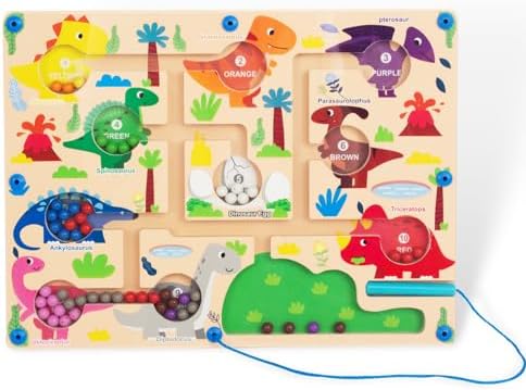 Magnetic Color & Number Maze + Wooden Toy Gift Box for Toddlers 1-5, Montessori Learning Set with Stacking Blocks, Track Racer, Silicone Mat, Rainbow Stacker & Pounding Toy - Image 2