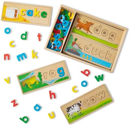 Melissa & Doug See & Spell Wooden Educational Toy with 8 Double-Sided Spelling Boards and 64 Letters Preschool Learning Activities, See & Spell Learning Toys for Kids Ages 4+ by Unknown