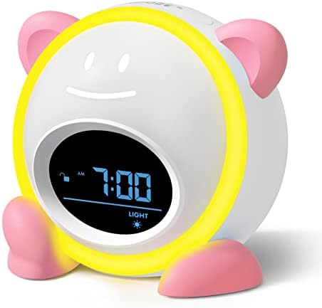 OK to Wake Clock for Kids, Sleep Training Clock with Night Light and Sound Machine, Kids Alarm Clock for Bedrooms (Pink) by Windflyer
