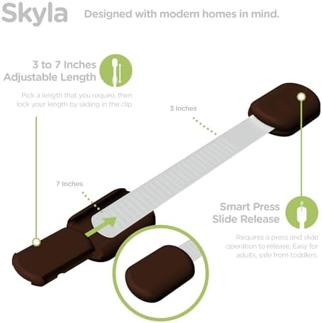 SKYLA HOMES Cabinet Strap Locks for Baby Proofing, 2 Pack, Brown - Image 4