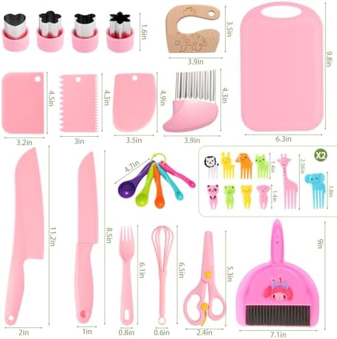 Kids Cooking and Toddler Knife Toys Set - 36Pcs Knifes for Real Cooking and Baking Accessories , Toddlers Kitchen Tools Ages 3-10 Kids Birthday Gift - Image 2