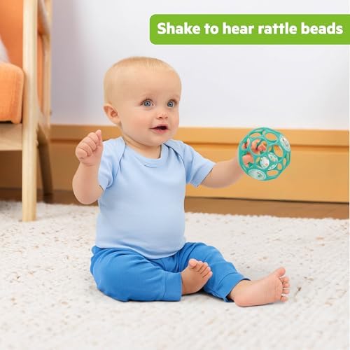 Bright Starts Oball Easy-Grasp Rattle BPA-Free Infant Toy in Teal, Age Newborn and up, 4 Inches - Image 3