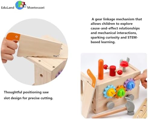 Practical Life Wooden Twisting On and Off Screws Bolts Screw Driver Nuts Bolt Tool kit Box Pincer Grip Grasp Educational STEM Construction Toy for Boy Girl 3 4 5 6 7 Years Old Gift - Image 4