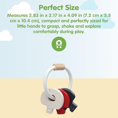 PlanToys® Wooden Baby Key Rattle Montessori Infant Sensory Toy for Newborns - Image 2