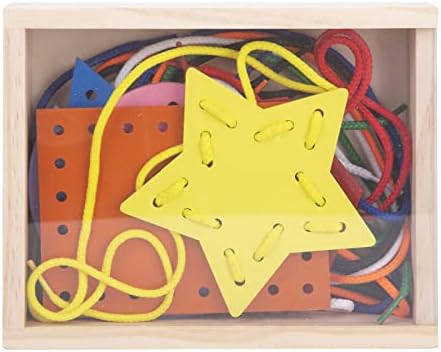 7 Pcs Wooden Lacing Cards for Toddlers, Lacing Shapes, Educational and Learning Montessori Activity for Kids, Double-Sided Shape Panels Wooden Threading Toy - Image 5