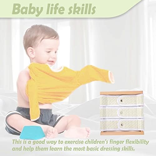 Montessori Wooden Toys for Dressing Learning Board Learning Basic Dressing Skills - Buttons, Snaps, Zippers, Belt Buckles Toys for 1 2 3 Year Old Toddlers Sensory Toy Gifts(Snapping Cloth) - Image 3