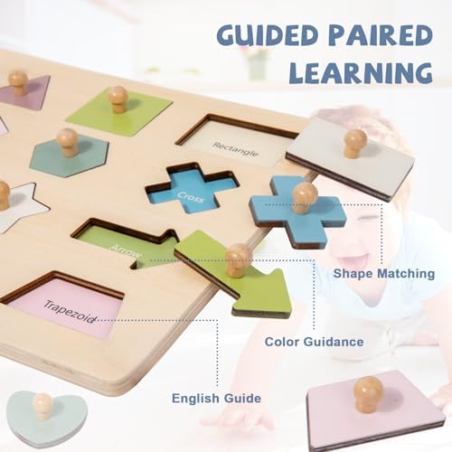 Adena Montessori 16-Piece Shape Peg Puzzle, 2-4y - Image 5