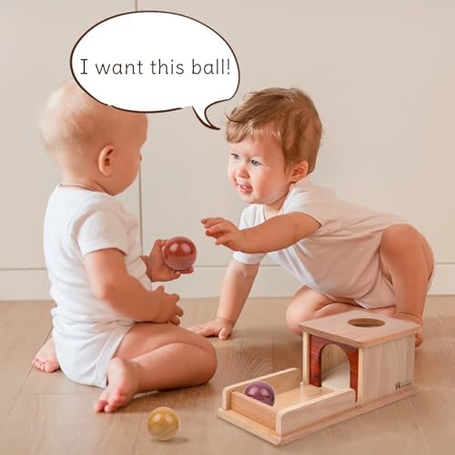 Adena Montessori Object Permanence Box, 3 Wooden Balls, Natural Wood - Image 6