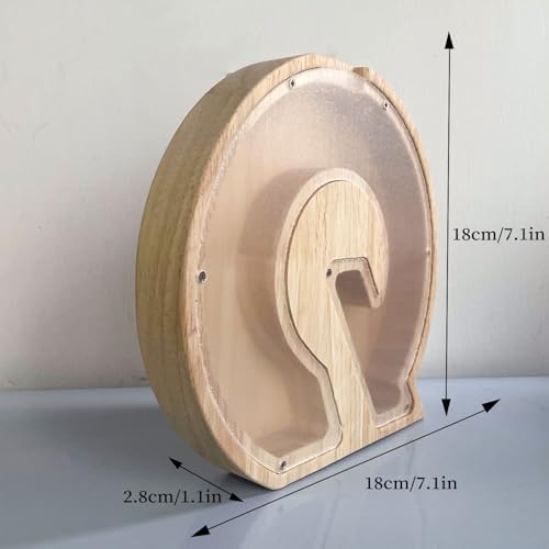 Wooden Letter Piggy Bank for Kids Boys Girls, A-Z Letters Wood Coin Bank Money Box, Piggy Bank for Toddler Family Christmas Birthday Gift(Q) - Image 7