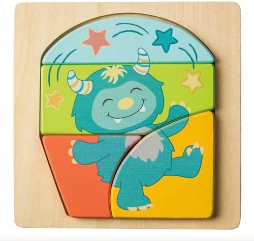 Mary Meyer LittleWood Toddler Puzzle – Educational Wooden Toy for 18+ Months – Preschool Gift for Boys & Girls, 6 x 6-Inches, Mookie Monster by MaryMeyer