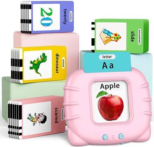 Eaever ABC Talking-Flash-Cards with 252 Words, Birthday Gifts for Girls 3 4 5 6 Years, Language Therapy Toys, Pink by Eaever