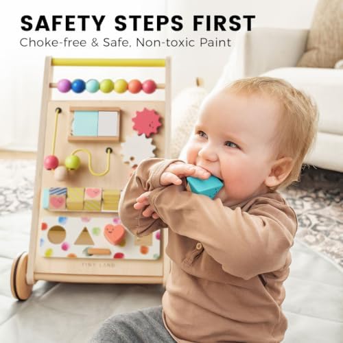 Tiny Land Wooden Baby Walker with Activity Center, Montessori Push Walker - Image 5
