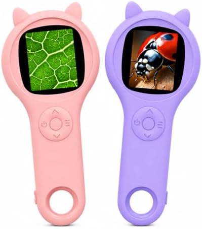 Pink and Purple Microscope for Kids-200X Portable Digital Mini Microscope- Your Little Scientist Miniscope - STEM Toy for Age 5 6 7 8 9 10 11 12 Years Old Toddlers. by Ashfly