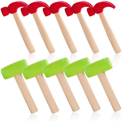 10 Pack Kids Hammer Toy, Wooden Simulation Maintenance Tools by Nagpew