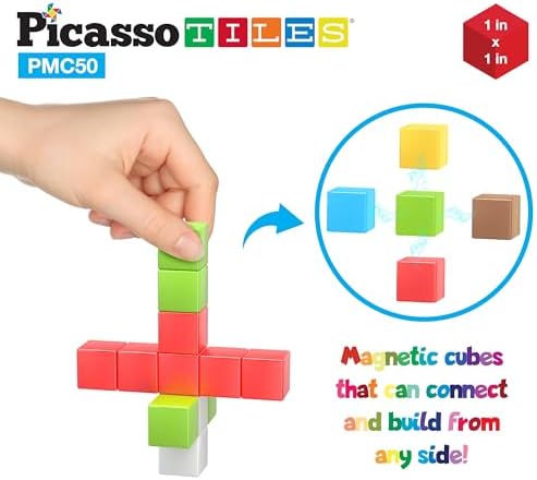 PicassoTiles Kids Pixel 1” Magnetic Puzzle Cube Mix & Match with Free Ideabook Sensory Toys STEAM Learning Building Block Magnets Construction Toy Set Stacking Magnet Creative Kit - Image 6