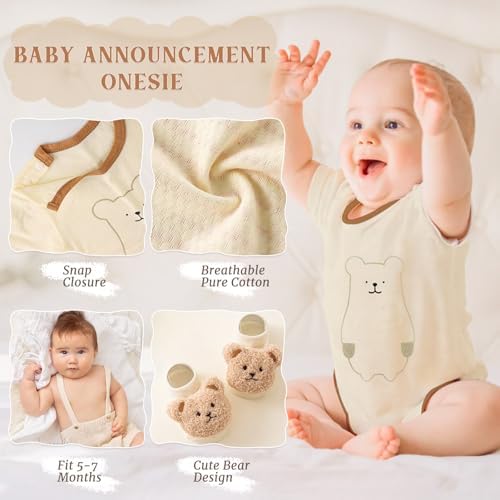 Golray 9pcs Newborn Baby Gift Baskets for Boys Girls Baby Shower, 2 Rattle/Seat Hang Toy/Blanket/Bodysuit/Bib/ 3D Socks/Wood Milestone/Carry Box, Neutral New Born Essential Stuff Unisex Baby Gifts Boy - Image 5