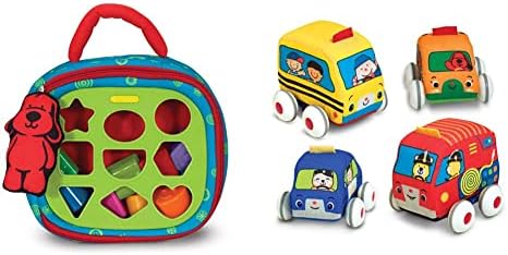 Melissa & Doug K's Kids Take-Along Shape Sorter Baby Toy & K's Kids Pull-Back Vehicle Set - Soft Baby Toy Set with 4 Cars and Trucks and Carrying Case by Unknown
