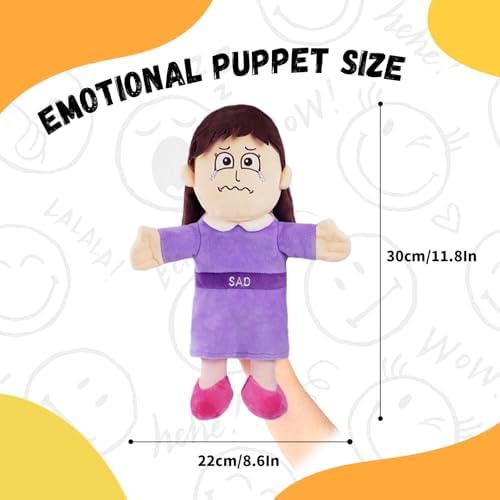 Sad Emotion Hand Puppet for Kids & Toddlers – Social Emotional Learning Plush Toy, 12 Inch Feelings Puppet for Emotional Recognition, Preschool Classroom Activities & Role Play - Image 2