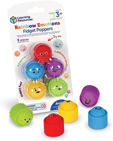 Learning Resources Rainbow Emotion Fidget Poppers, Sensory Toys, Social-Emotional Learning ,Sensory Toys for Toddlers, SEL Skills,Fine Motor Skills, Ages 3+,5 Pieces by LearningResources