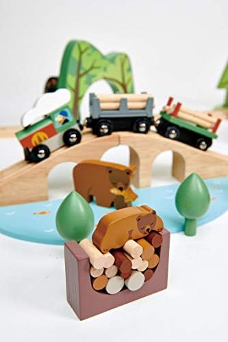 Tender Leaf Toys - Wild Pines Train Set - Stunning Wooden Lumberjack Style Toy Train Set for Age 3+ - Image 3