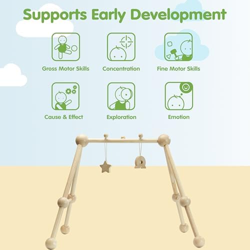 PlanToys® Wooden Baby Gym Montessori Activity Center Kids A-Frame Design - Image 4