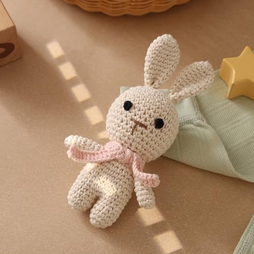 Natural Hand-Knit Wooden Baby Rattle - Soft Animal Shaped Sensory Toy for Newborns, Infants | Safe Beechwood & Crochet Texture | Perfect Baby Shower Gift - Image 6