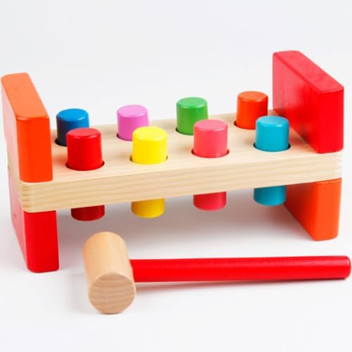 Wooden Pounding Bench Toy, Peg Hammering Game - Image 4