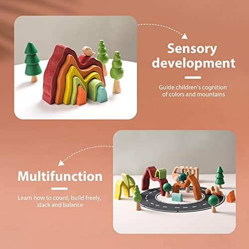 JETM·HH Wooden Rainbow Stacking Toy | House Bulding Block | Montessori Geometry Educational Stacking Game | Learning Educational Toys for Kids Baby Toddler（Volcano） - Image 3