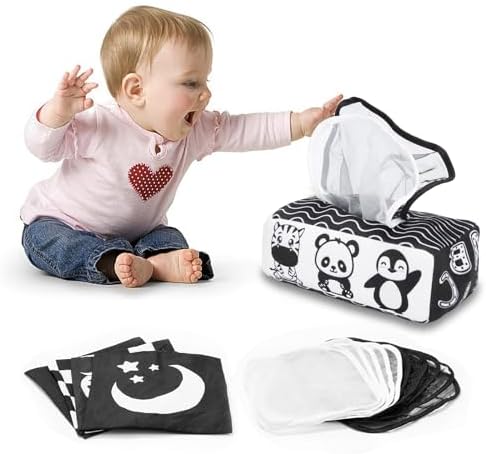 Yeeeasy Baby Tissue Box Toy, High Contrast Sensory Toy for 3-6 Months by Yeeeasy